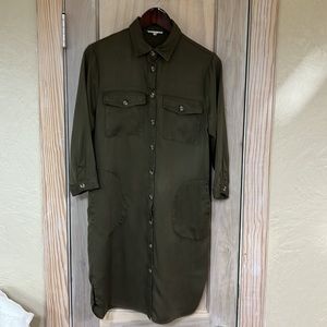 Green Khaki Shirt Dress